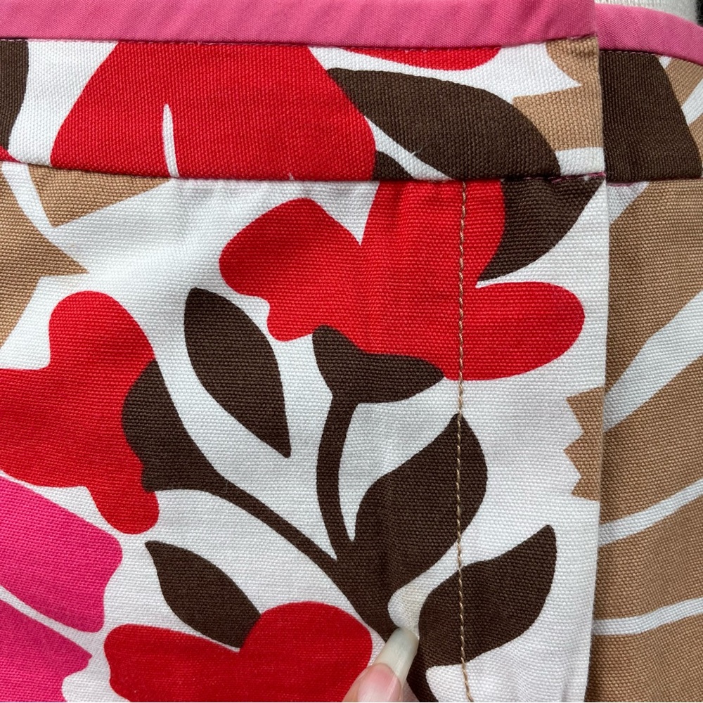 J. Crew Cotton Floral Print Canvas Mini Skirt in Pink White Tan & Red Size 6 - Picture 10 of 12